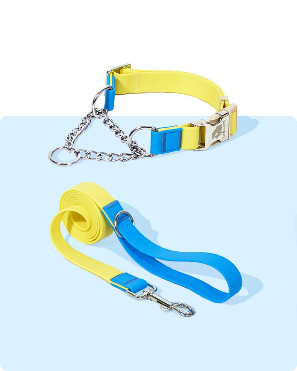 Aqua PVC 防水 Martingale 項圈牽引繩套裝 - Mini Yellow