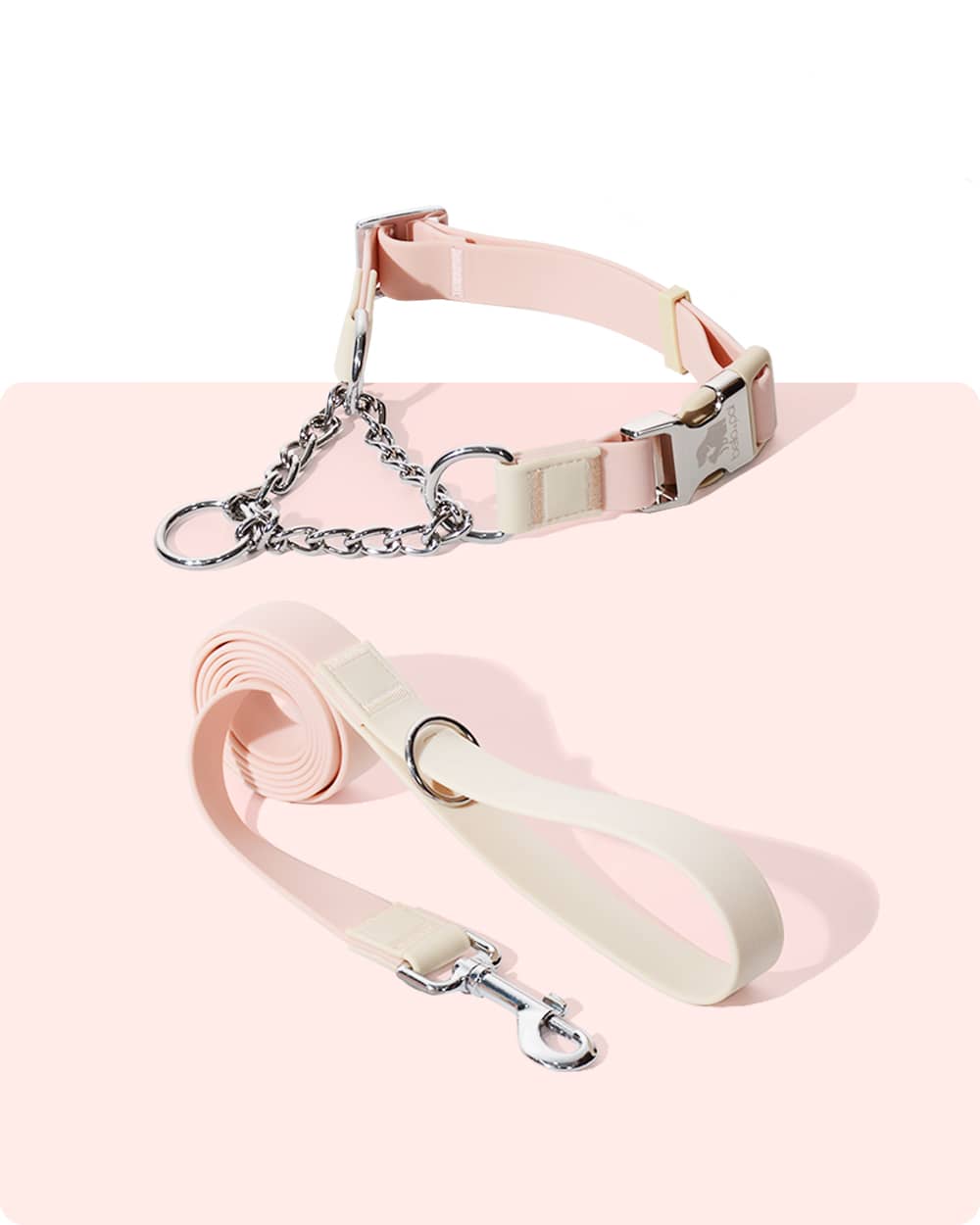 Aqua PVC 防水 Martingale 項圈牽引繩套裝 - 水晶粉色