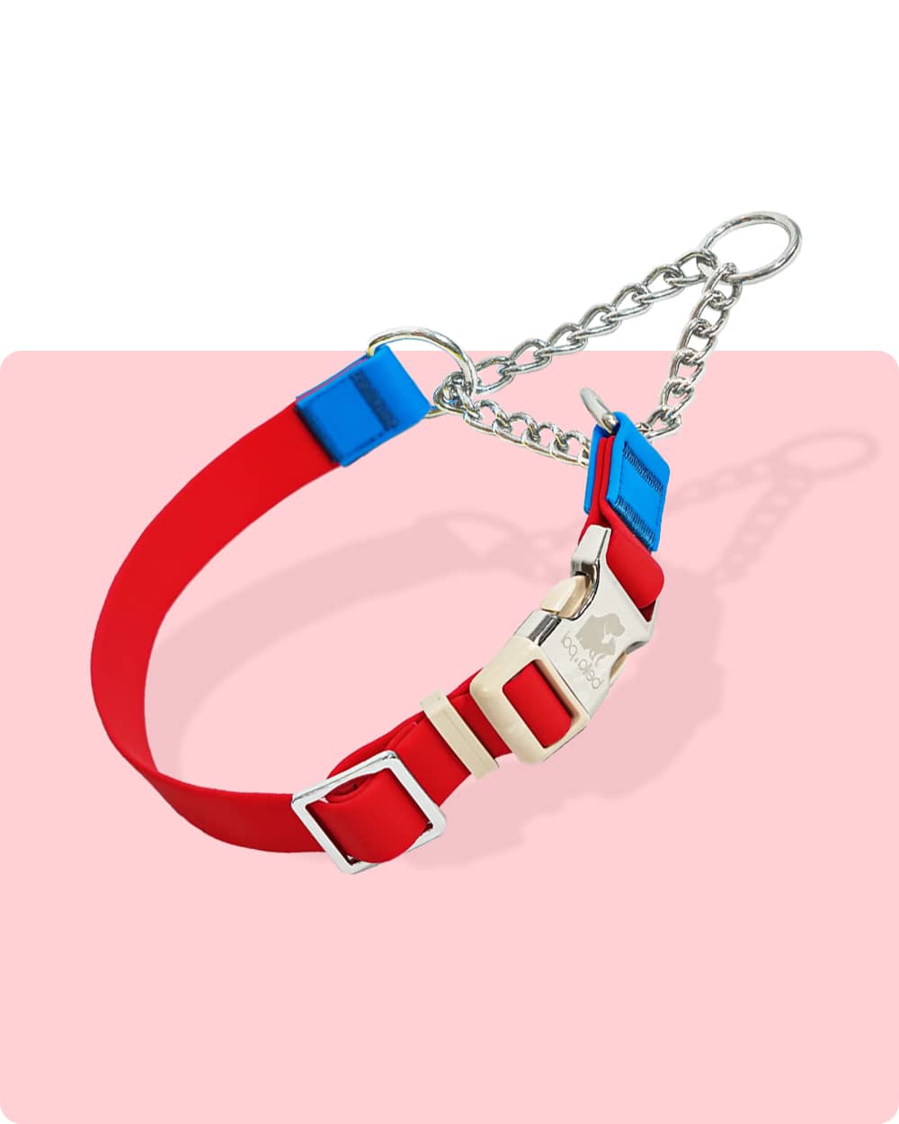 Aqua PVC Waterproof Martingale Dog Collar - Hero Red