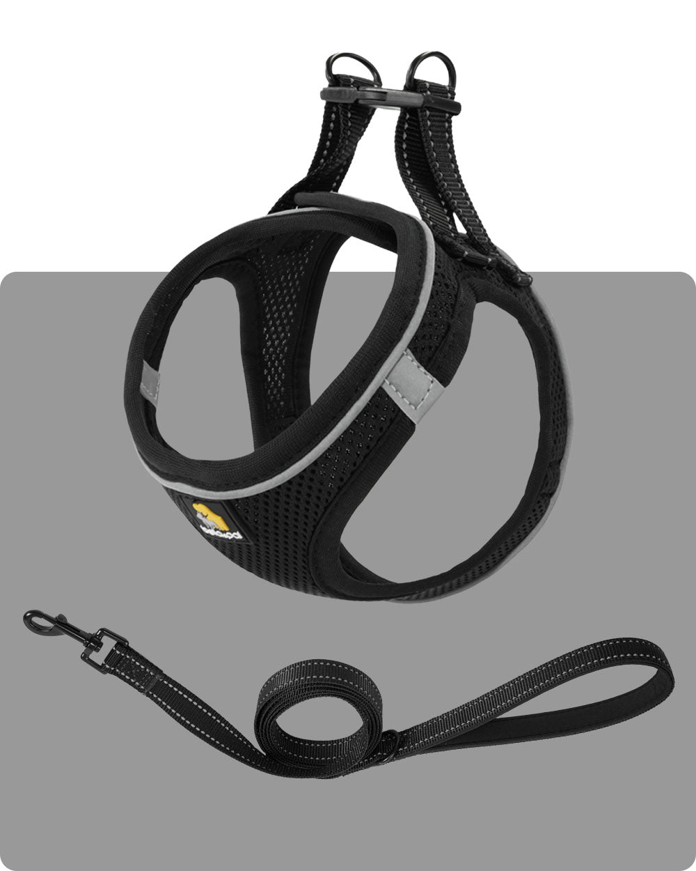 OxyMesh Velcro Step-in Harness and Leash Set - Black