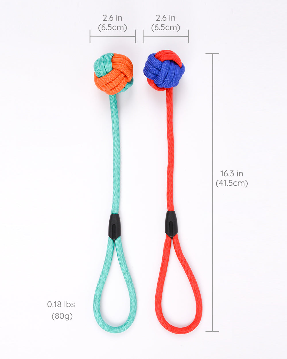 Nylon Rope and Ball Tug Toy With Loop - Orange Green