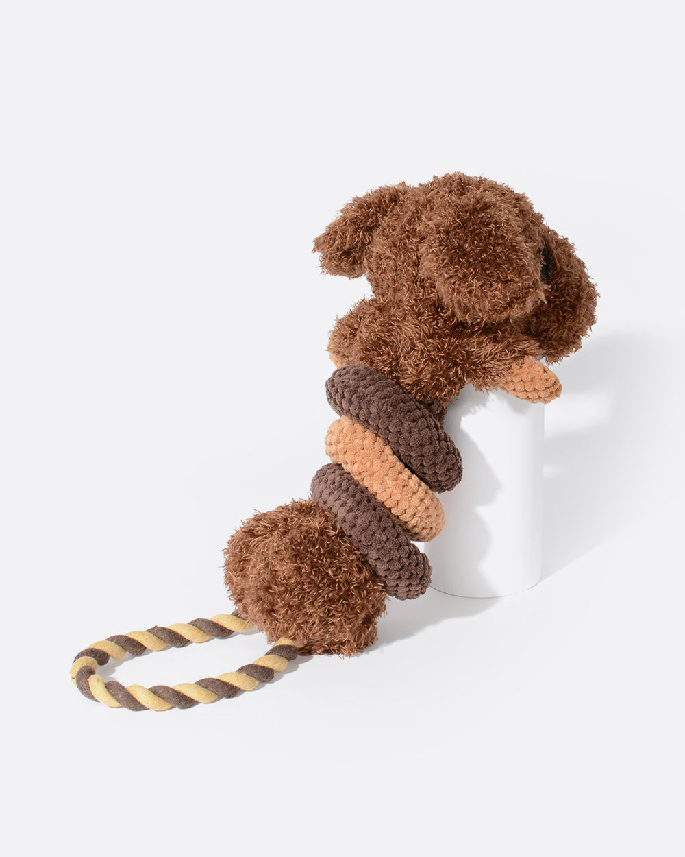 Squeaky 毛絨繩索玩具 - 捲捲狗