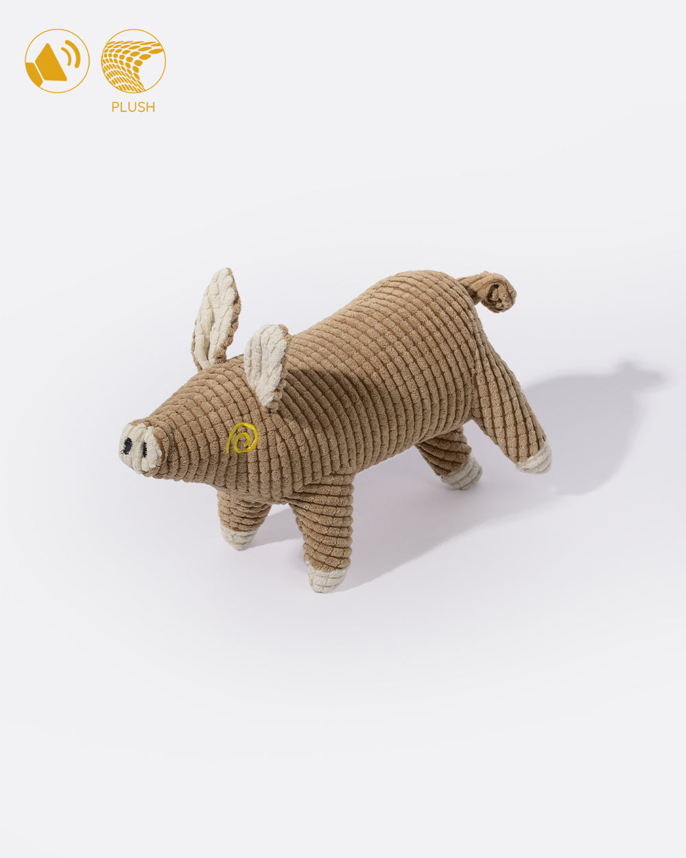 Squeaky 毛絨狗狗玩具 - 棕色小豬