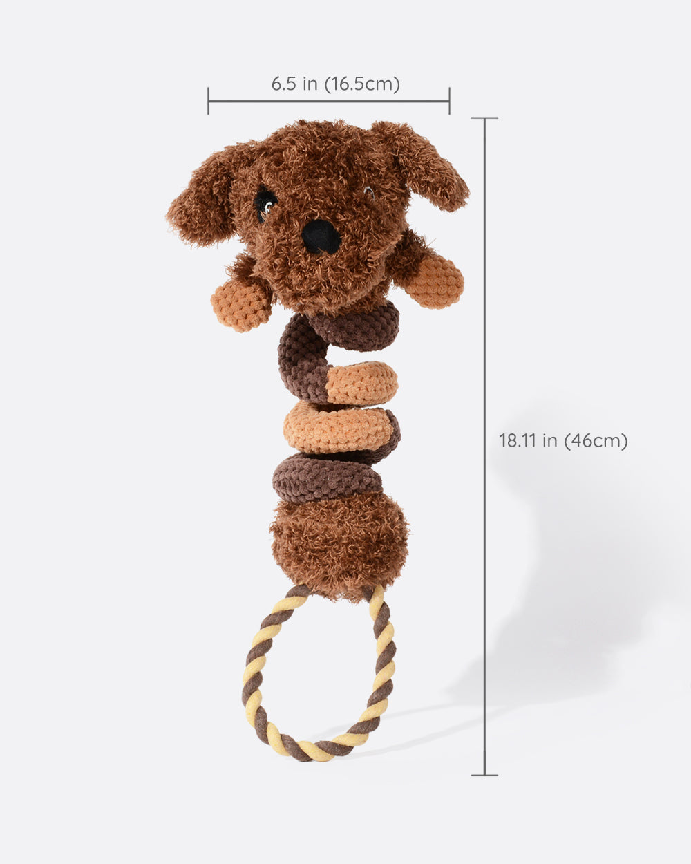 Squeaky 毛絨繩索玩具 - 捲捲狗