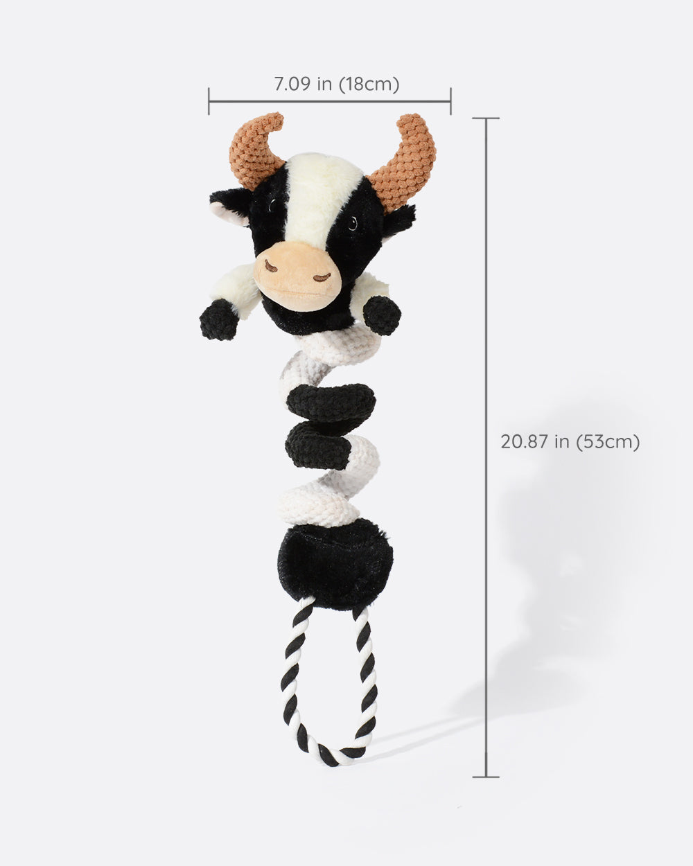 Squeaky 毛絨繩索玩具 - 捲捲牛
