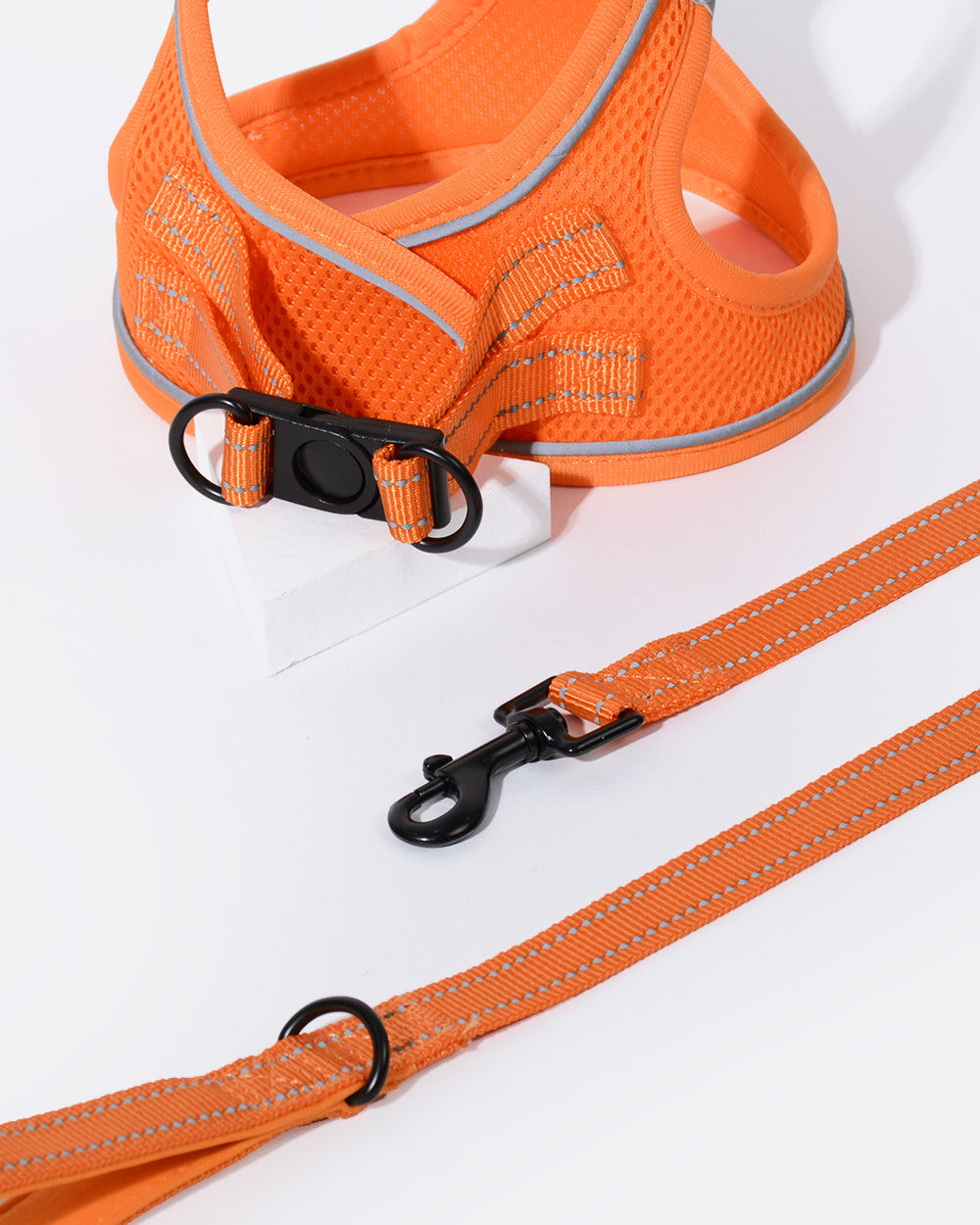 OxyMesh Velcro Step-in Harness and Leash Set - Neon Orange
